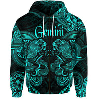Gemini Zodiac Polynesian Zip Hoodie Unique Style Turquoise LT8 - Polynesian Pride
