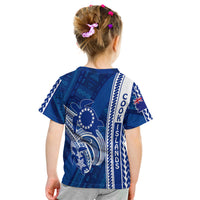 Cook Islands Turtle With Polynesian Geometrical Pattern Kid T Shirt LT7 - Polynesian Pride