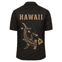 Kakau Polynesian Hammerhead Shark Map Hawaii Shirt - Gold - Polynesian Pride