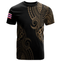 Personalized Hawaii Map Polynesian Warrior Ikaika Unisex T Shirt William Style Gold - Polynesian Pride