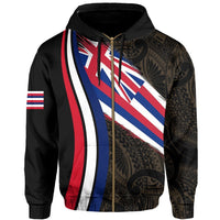 Hawaii Flag Polynesian Hoodie Zip Gold Ten Style - Polynesian Pride
