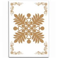 Hawaiian Quilt Maui Plant And Hibiscus Pattern Area Rug - Gold White - AH Gold - Polynesian Pride