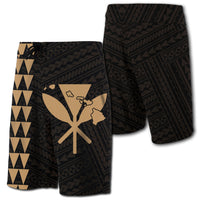 Hawaii Kakau Polynesian Kanaka Map Board Shorts - Gold Men Gold - Polynesian Pride