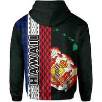 Polynesian Kakau Hawaii Flag Royal Coat of Arms Hawaii Hoodie Green - Polynesian Pride