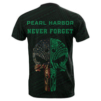 Hawaii Kakau Polynesian T Shirt National Pearl Harbor Remembrance Day Green - Polynesian Pride