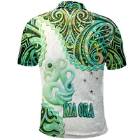 New Zealand Maori Polo Shirt Aotearoa Manaia Green Paua Shell Kia Ora LT9 - Polynesian Pride