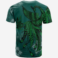 New Caledonia T Shirt Polynesian Phoenix Bird, Fairytales Bird Green - Polynesian Pride