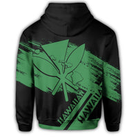 Hawaiian Map Kanaka Identifier Hoodie Zip Green Brusch Style - Polynesian Pride