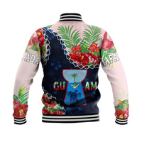Guam Liberation Day Baseball Jacket Latte Stone Hibiscus Painting LT9 - Polynesian Pride