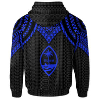 Guam Custom Hoodie Polynesian Armor Style Blue - Polynesian Pride