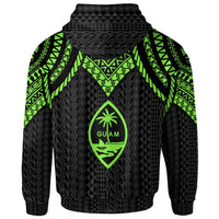 Guam Custom Hoodie Polynesian Armor Style Green - Polynesian Pride