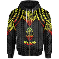 Guam Zip up Hoodie Polynesian Armor Style Reagge Unisex Reagge - Polynesian Pride