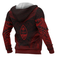 Guam Polynesian Chief Custom Zip up Hoodie Red Version - Polynesian Pride