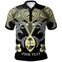 Guam Custom Polo Shirt Pacific Maori Pattern Sharks Unisex Black - Polynesian Pride