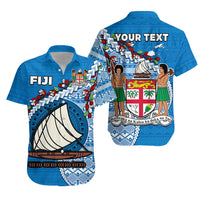 Custom Polynesian Matching Hawaiian Shirt and Dress Fijian Drua Mix Tagimaucia Flower Blue Style LT14 - Polynesian Pride