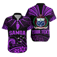 Custom Polynesian Couple Outfits Samoa Tatau Matching Dress and Hawaiian Shirt Purple Polynesian Ula Nifo LT13 - Polynesian Pride