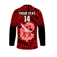 (Custom Text And Number) Hawaii Hockey Jersey Kalani High School Tribal Kakau LT14 - Polynesian Pride