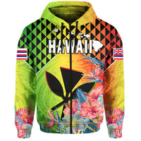 Hawaii Hoodiean Tribal Kanaka Maoli Hibiscus LT14 Zip Hoodie Reggae - Polynesian Pride