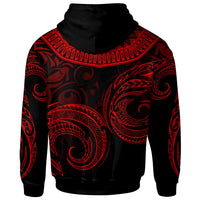 Fiji Hoodie Palm Leaf Texture Red - Polynesian Pride