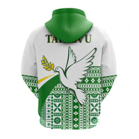 Tailevu Rugby Zip Hoodie Fiji Rugby Tapa Pattern White LT13 - Polynesian Pride