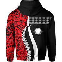 Custom Marshall Islands Zip Hoodie Simple Pattern Version Red LT13 - Polynesian Pride