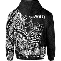 Hawaii Polynesian Zip Hoodie White Tiki Masks Hawaiian LT13 - Polynesian Pride