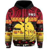 Papua New Guinea Christmas Zip Hoodie Raggiana Loved LT13 Unisex Black - Polynesian Pride