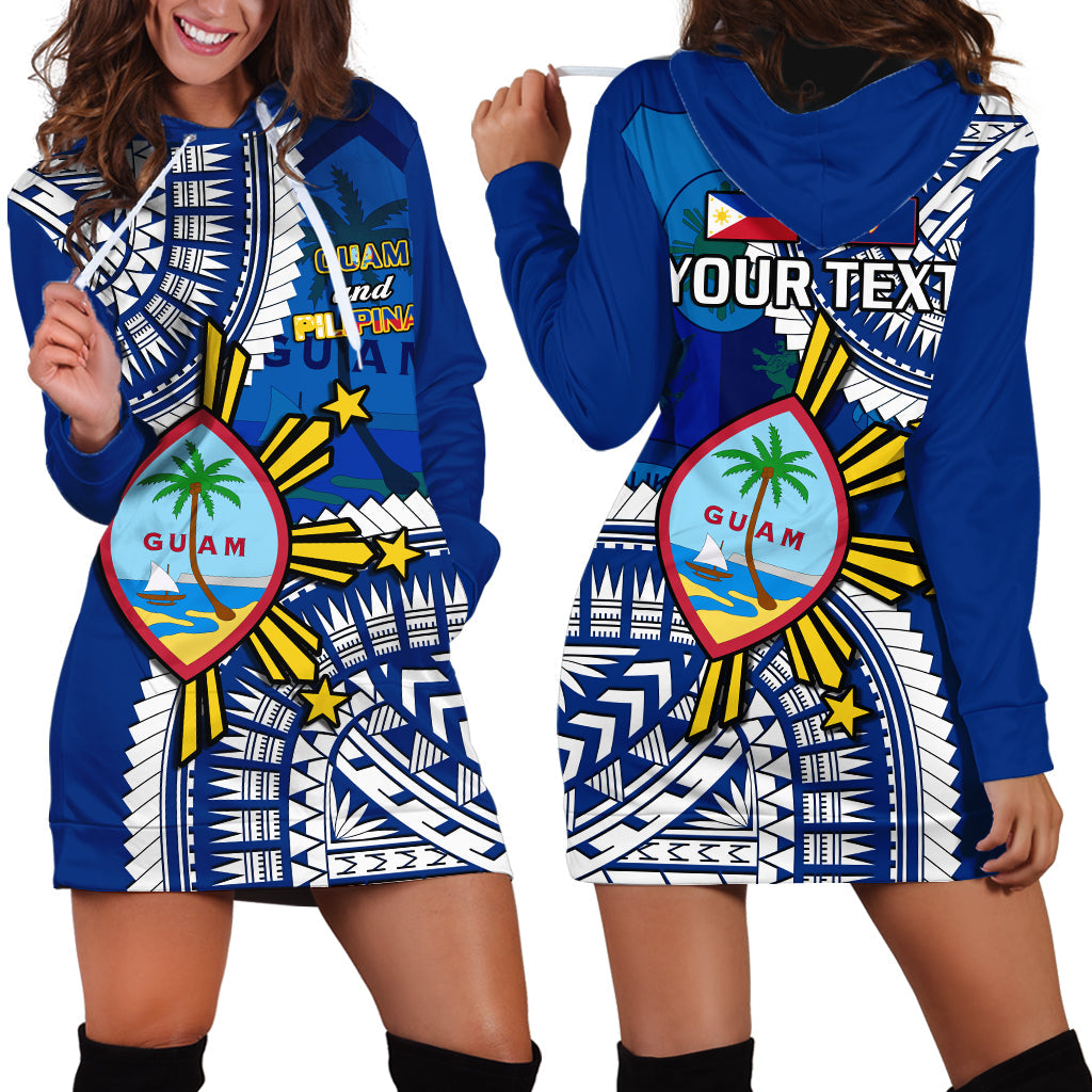 (Custom Personalised) Guam and Philippines Hoodie Dress Guaman Filipinas Together Blue LT14 Blue - Polynesian Pride