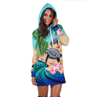 (Custom Personalised) Polynesian Turtle Coconut Tree And Orchids Hoodie Dress LT14 - Polynesian Pride