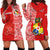 (Custom Personalised) Tonga Hoodie Dress Tongan Coat Of Arms Ngatu Pattern LT14 Red - Polynesian Pride