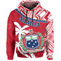 Custom Samoa Hoodie Samoan Coat of Arms With Coconut Red Style LT14 - Polynesian Pride