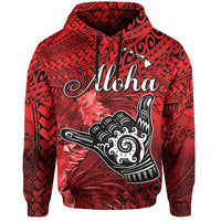 The Shaka Hawaii Hoodie Tropical Flowers Red Version LT13 Hoodie Red - Polynesian Pride