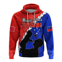 Custom Happy Samoan Fathers Day Hoodie Hibiscus Mix Polynesian Pattern LT14 - Polynesian Pride