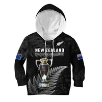 New Zealand 2022 Rugby Hoodie KID Black Fern Proud Champions RWC LT14 Black - Polynesian Pride