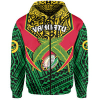Custom Vanuatu Rugby Hoodie Coat of Arms Polynesian Pattern LT14 - Polynesian Pride