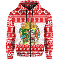 Hawaii Christmas Hoodie Kanaka Polynesian Santa Claus Mele Kalikimaka LT14 Zip Hoodie Red - Polynesian Pride