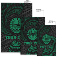 Tahiti Polynesian Custom Personalised Area Rug - Green Tribal Wave - Polynesian Pride