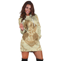 Hawaii Anchor Hibiscus Flower Vintage Hoodie Dress - AH - Beige - Polynesian Pride