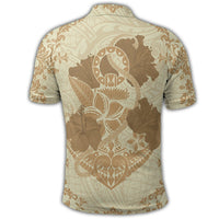 Hawaii Anchor Hibiscus Flower Vintage Polo Shirt Beige - Polynesian Pride