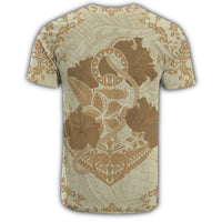 Hawaii Anchor Hibiscus Flower Vintage T Shirt Beige - Polynesian Pride