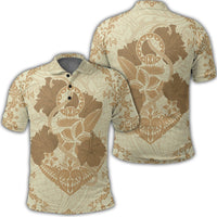 Hawaii Anchor Hibiscus Flower Vintage Polo Shirt Beige Unisex Black - Polynesian Pride