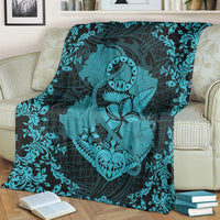 Hawaii Anchor Hibiscus Flower Vintage Premium Blankets - AH - Blue - Polynesian Pride