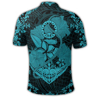 Hawaii Anchor Hibiscus Flower Vintage Polo Shirt Blue - Polynesian Pride