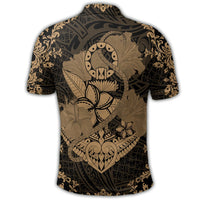 Hawaii Anchor Hibiscus Flower Vintage Polo Shirt Gold - Polynesian Pride
