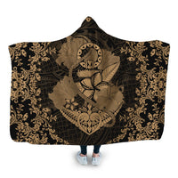 Hawaii Anchor Hibiscus Flower Vintage Hooded Blanket - AH - Gold Hooded Blanket White - Polynesian Pride