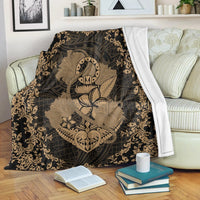 Hawaii Anchor Hibiscus Flower Vintage Premium Blankets - AH - Gold White - Polynesian Pride