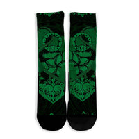 Hawaii Anchor Hibiscus Flower Vintage Crew Socks - AH - Green - Polynesian Pride