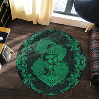 Hawaii Anchor Hibiscus Flower Vintage Round Carpet - AH - Green - Polynesian Pride