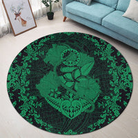 Hawaii Anchor Hibiscus Flower Vintage Round Carpet - AH - Green - Polynesian Pride