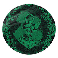 Hawaii Anchor Hibiscus Flower Vintage Round Carpet - AH - Green Round Carpet Luxurious Plush - Polynesian Pride
